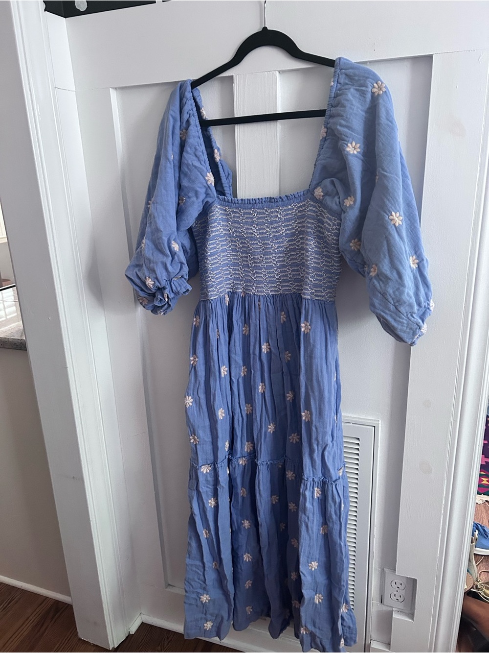 Free People Lavender Blue Floral Smocked Maxi Dress - Picture 3 of 5